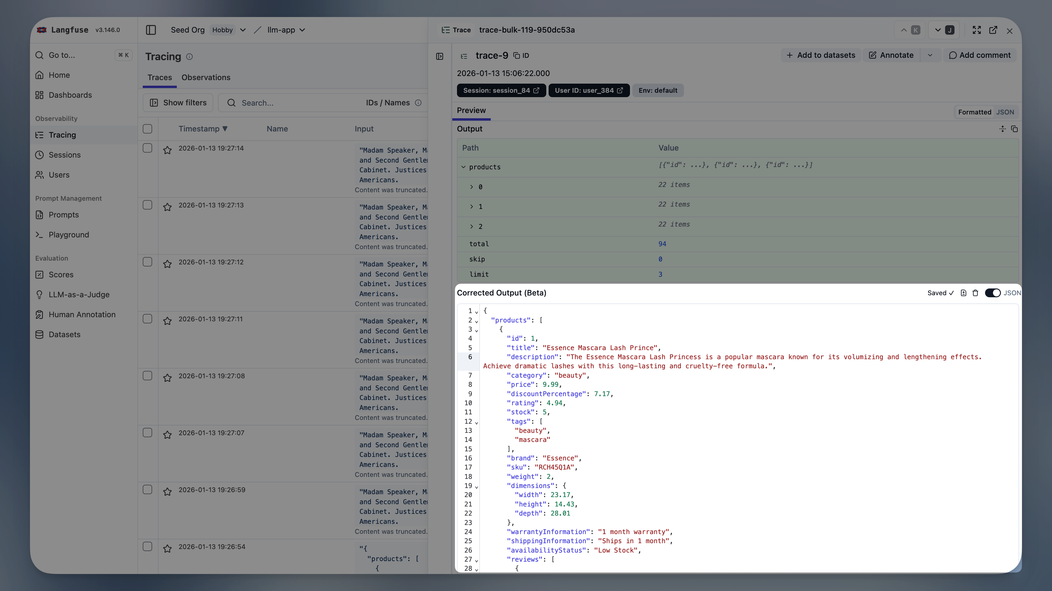 Adding a correction in the UI