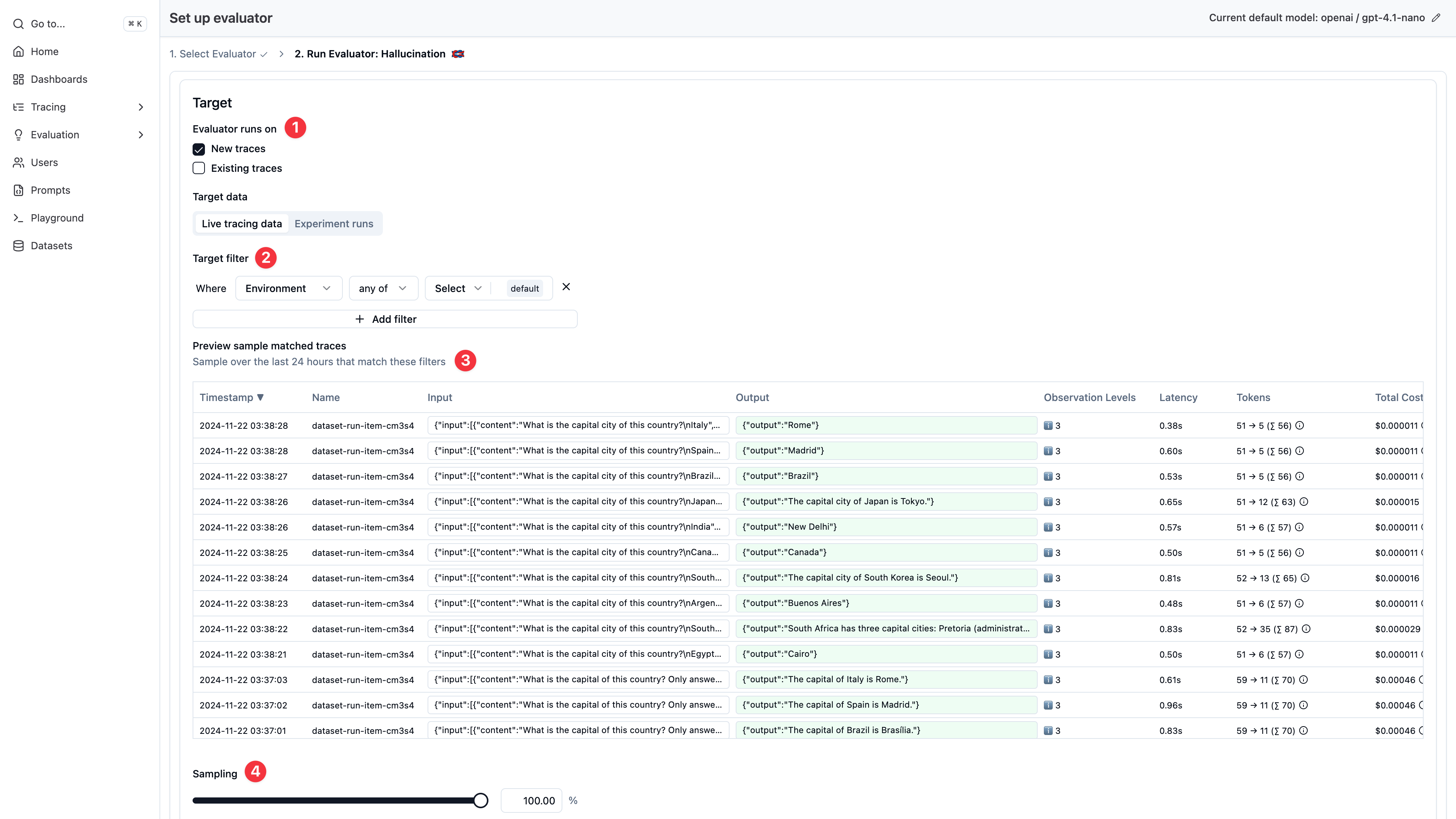 Production tracing data