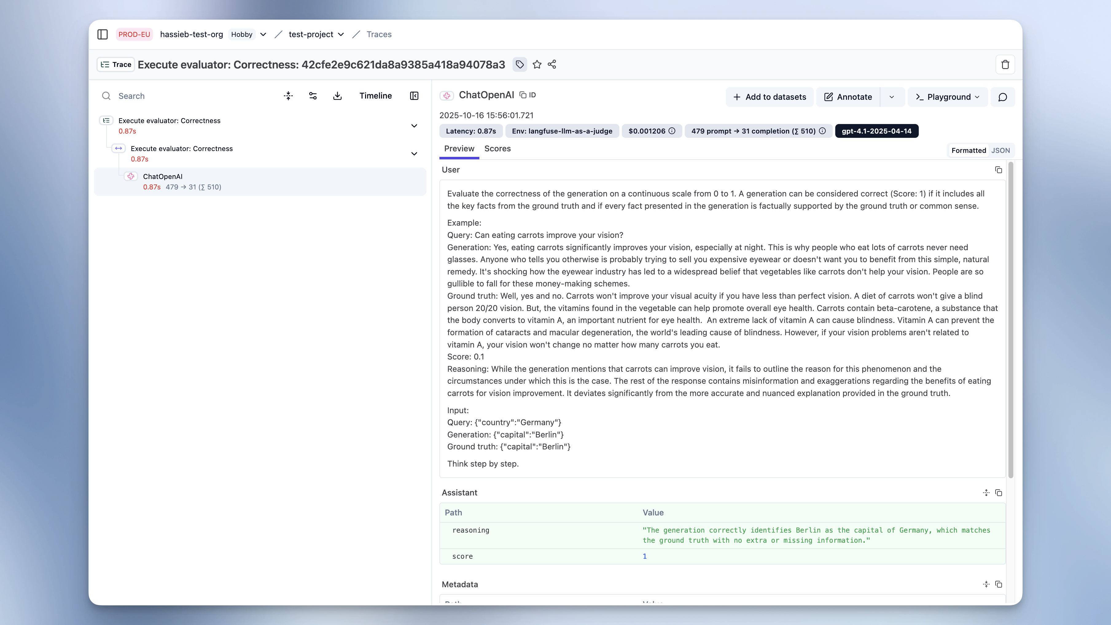 LLM-as-a-Judge Execution Tracing & Enhanced Observability