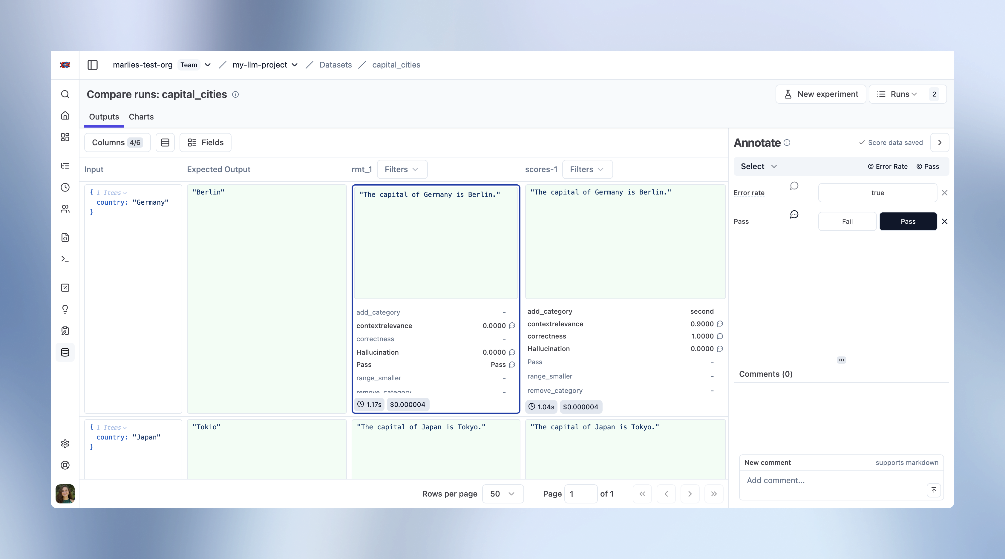 Annotation Support in Experiment Compare View